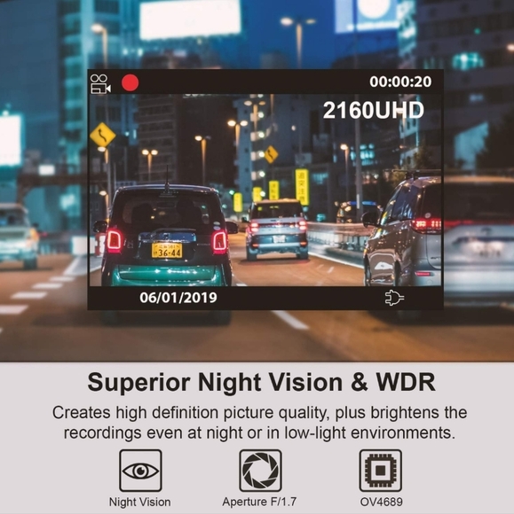 Rexing Dash Cam V1 2.4"4K Ultra HD Car, Wi-Fi, Wide Angle Recorder with G-Sensor - Picture 11 of 12